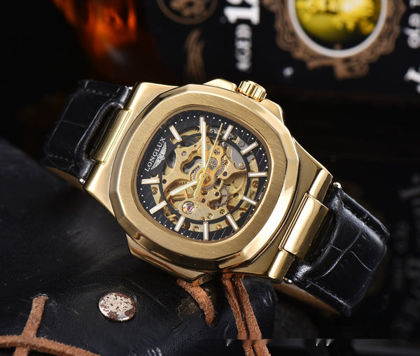 Leather Belt Men's Waterproof Mechanical Watchv